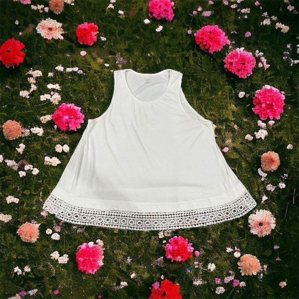 A.n.a modal cotton blend crochet trim loose tank EUC